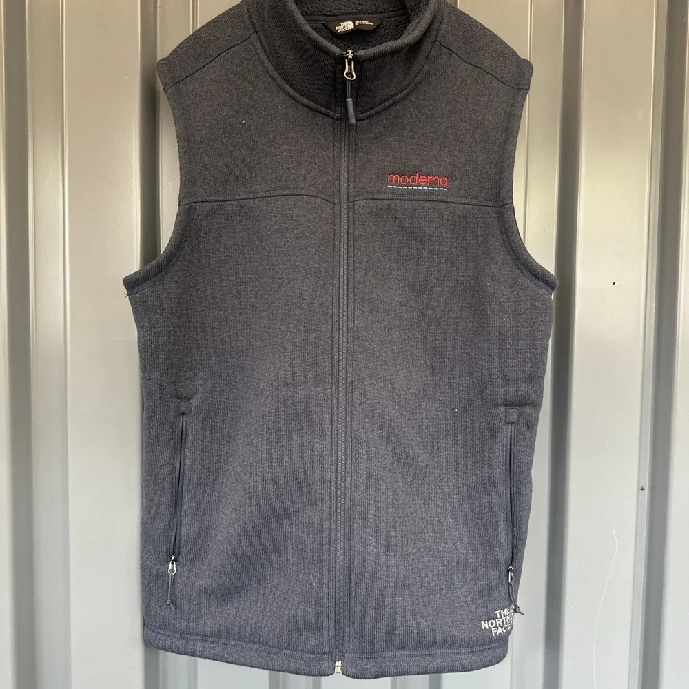 The North Face Vest Men Large‎ Black Sweater Fleece Full Zip Logo
